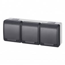 

Розетка 3-на, з кришкою, антрацит, IP44 HERMES