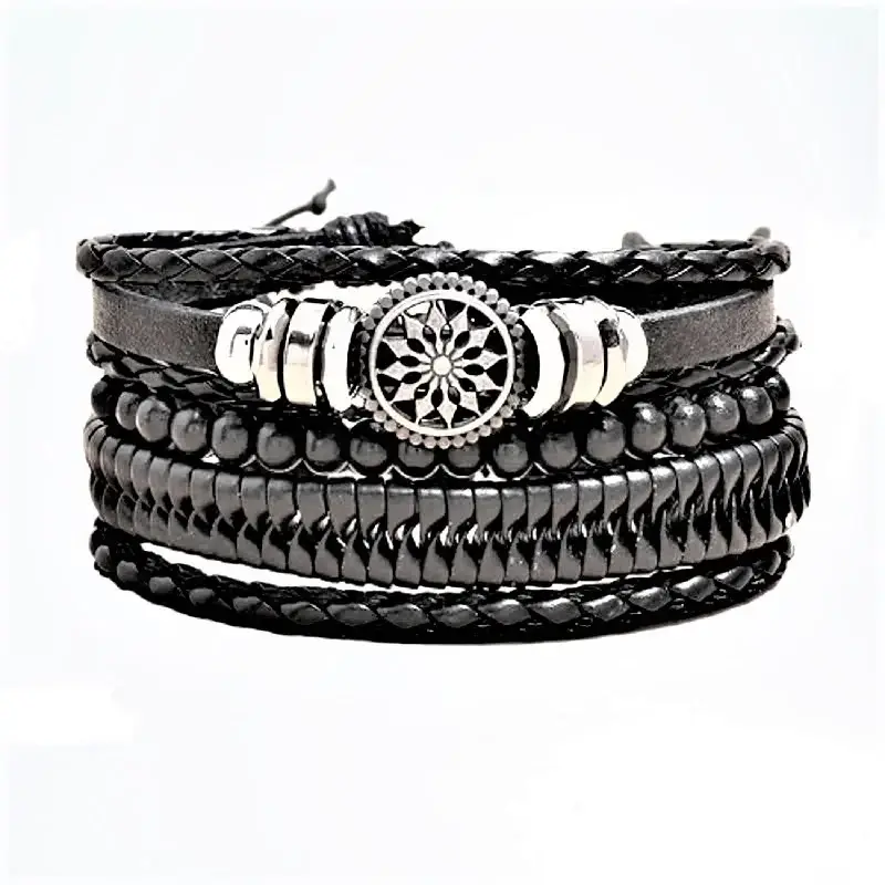 

Браслет кожаный винтажный Type W (BL-599B)