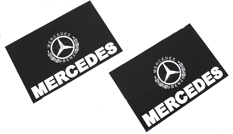 

Комплект брызговиков задних MERCEDES 600х400 черные "MERCEDES+лого"