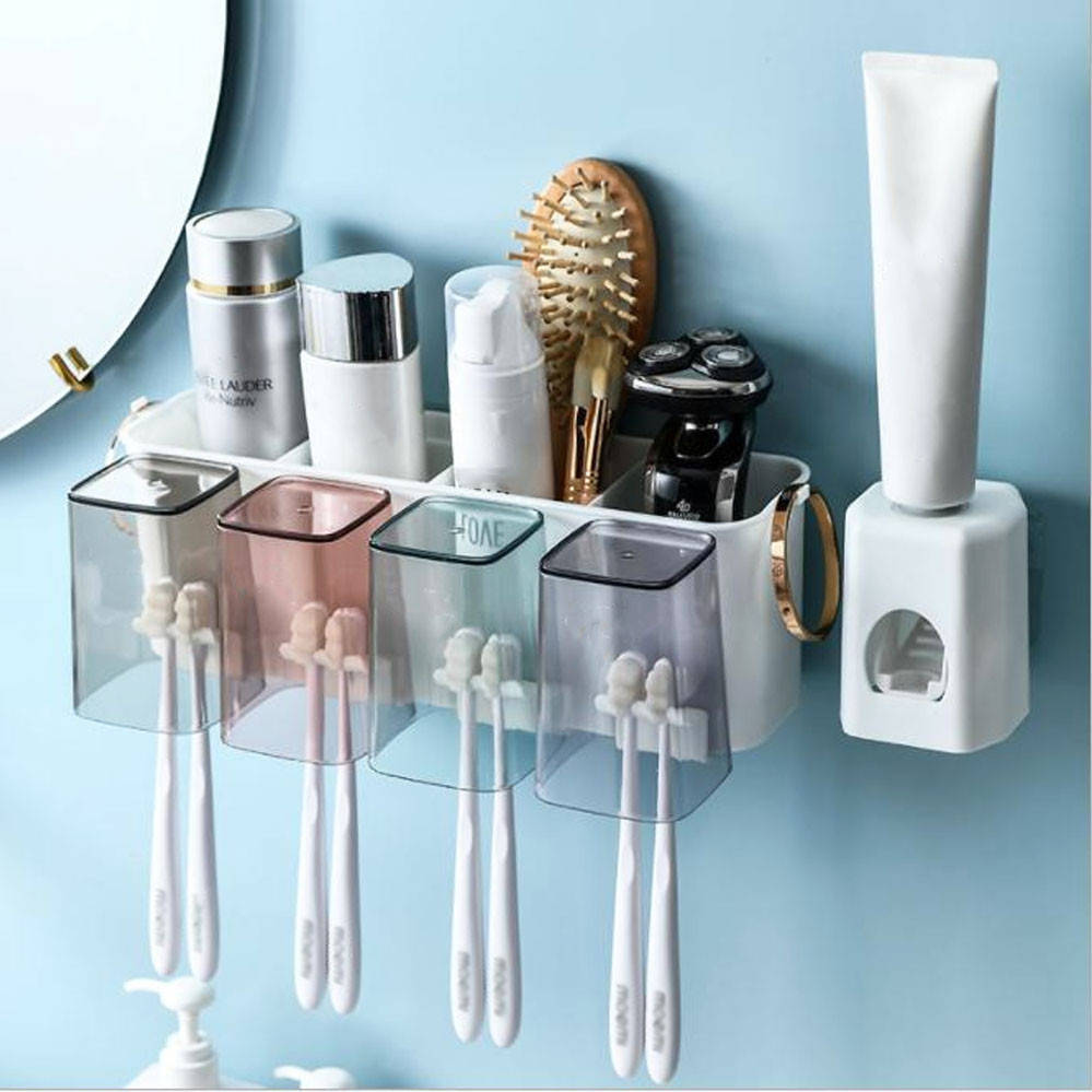 

Держатель для зубных щеток дозатор зубной пасты Диспенсер органайзер в ванную автоматический настенный