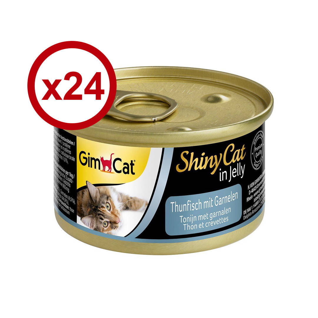 

GimCat Shiny Cat консервы для кошек 70г*24шт (тунец и креветки)