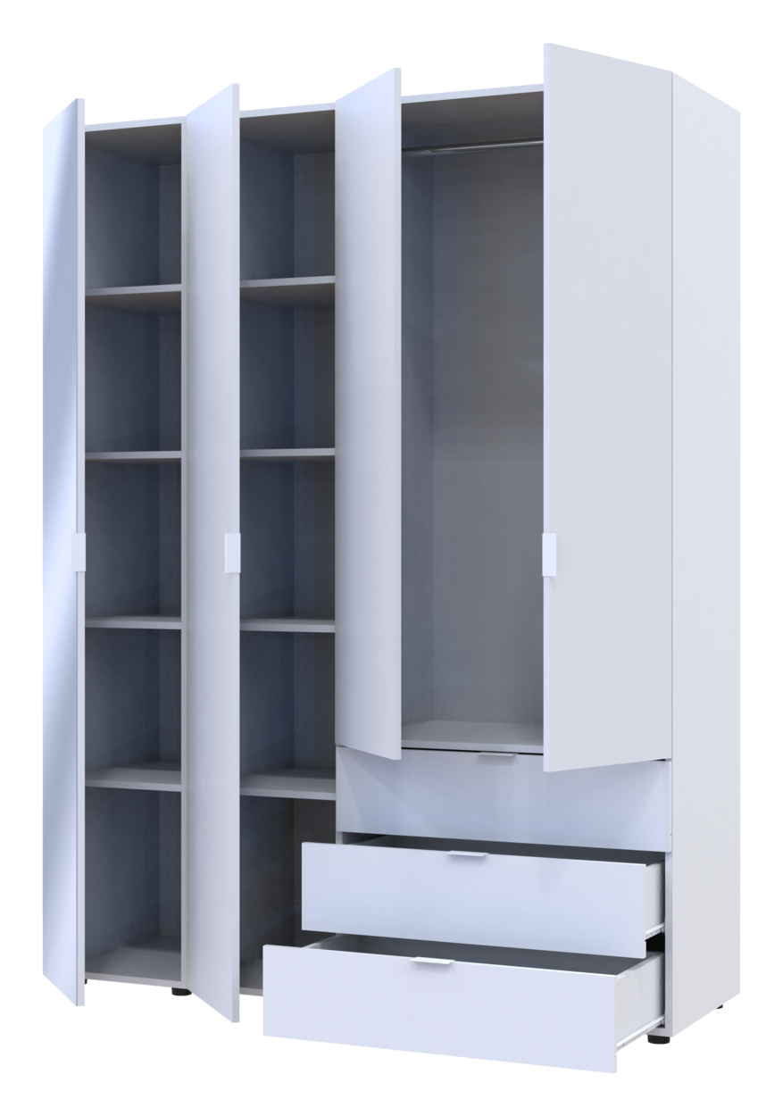 Шафа для одягу Doros Гелар Білий 3ДСП/Дзеркало 155х49.5х203.4 (42002157) 4