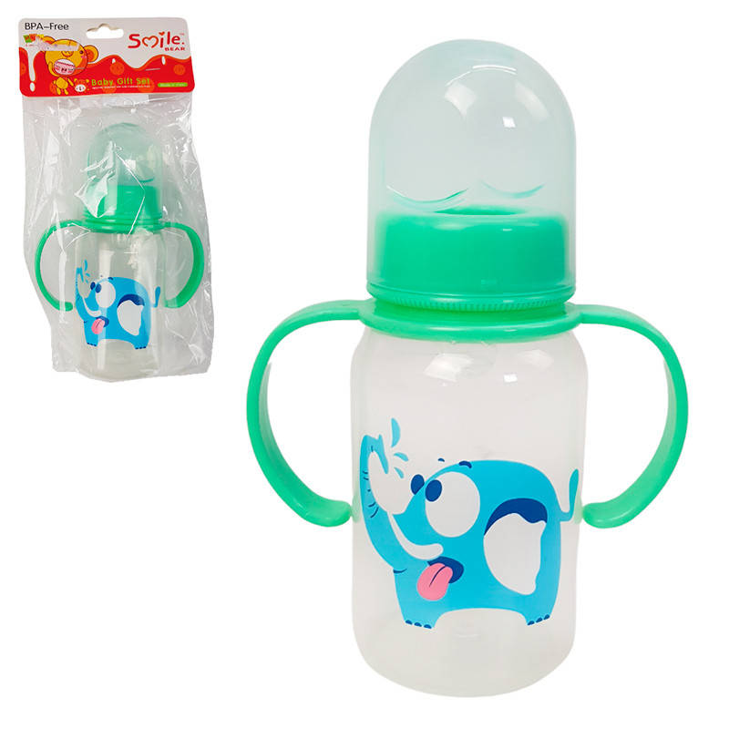 

Бутылочка пластиковая с ручками 150 мл 0205, Бирюза