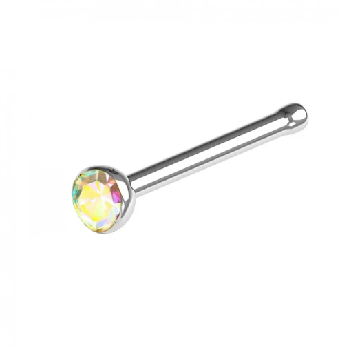

Серьга в нос прямая с кристаллом Swarovski