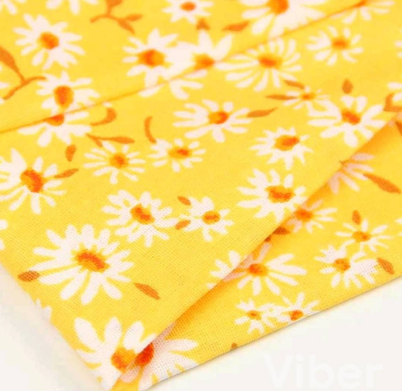 

Ткань хлопок ромашка на желтом фоне