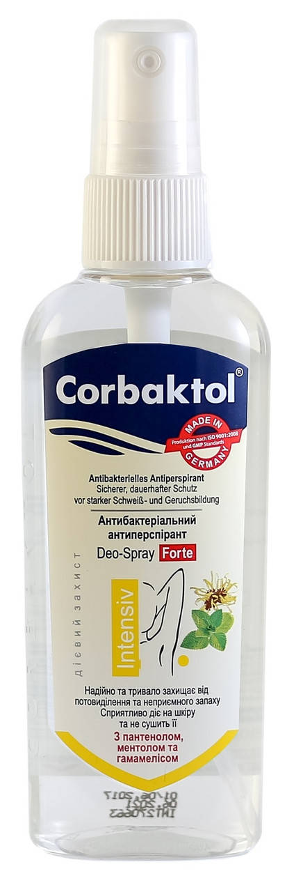 

Антиперспирант антибактериальный Corbaktol Intensiv Deo-Spray 80 мл, Корбактол, Gelingchem