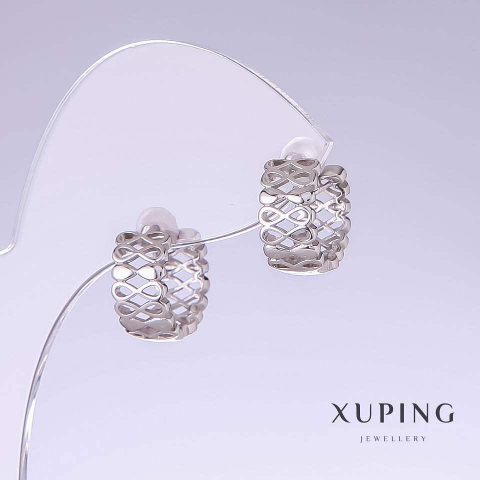 

Серьги Xuping L-13мм s-7мм родий 18к