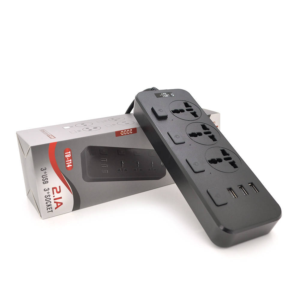 

Сетевой фильтр ТВ-Т14, 3 розетки + 3 USB, с переключателем на каждую розетку, 2 м, сечение 3х0,75мм, 2500W,