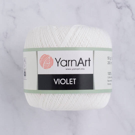 

Пряжа YarnArt Violet 003 белый (ЯрнАрт Виолет) 100% мерсеризованный хлопок