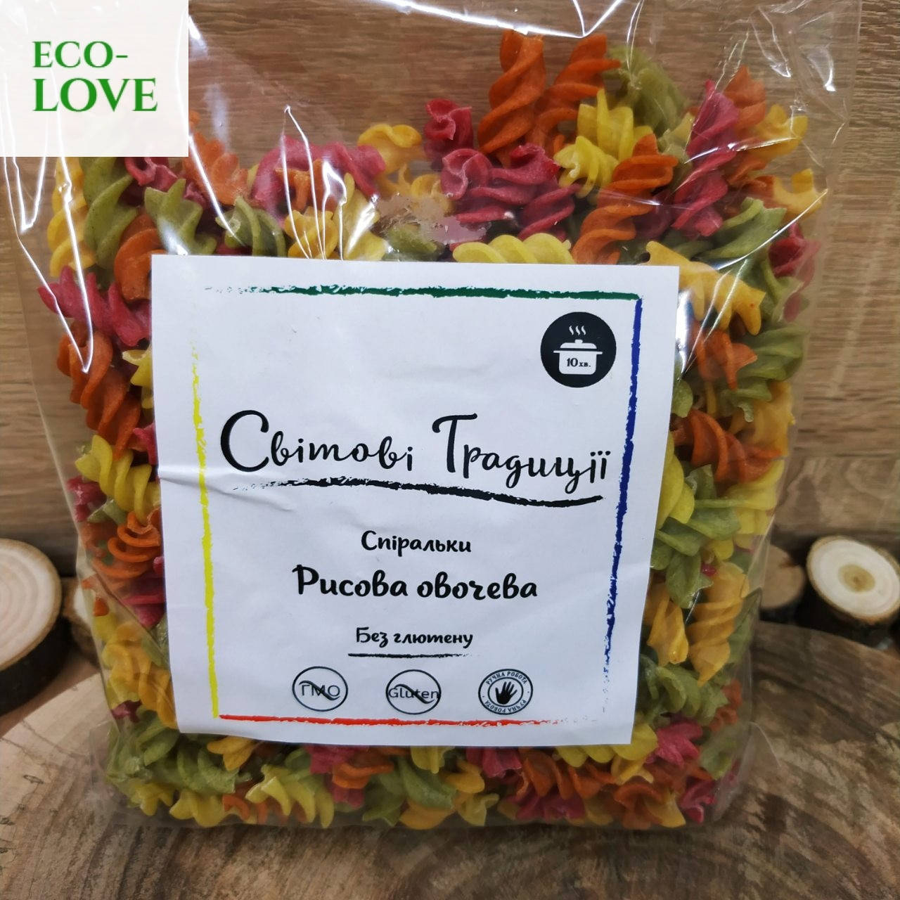 

Макароны спиральки "Овощное ассорти" без глютена, Світові традиції, 500г.