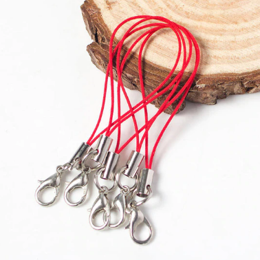 

Шнурочек с замочком-лобстером для брелоков, подвесок, телефонов, 68 мм, красный