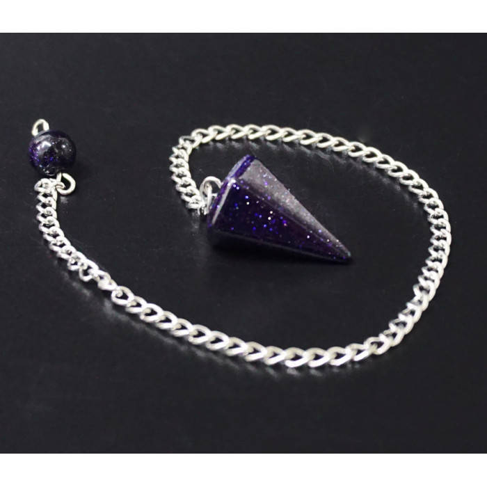 

Маятник для биолокации каменный на цепочке Пирамидка Синий авантюрин