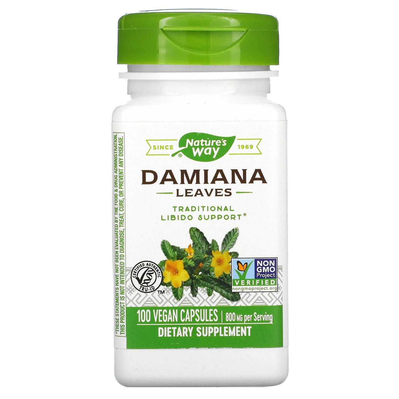

Дамиана Nature's Way, Damiana Leaves, 800 mg, 100 Vegan Capsules - Оригинал