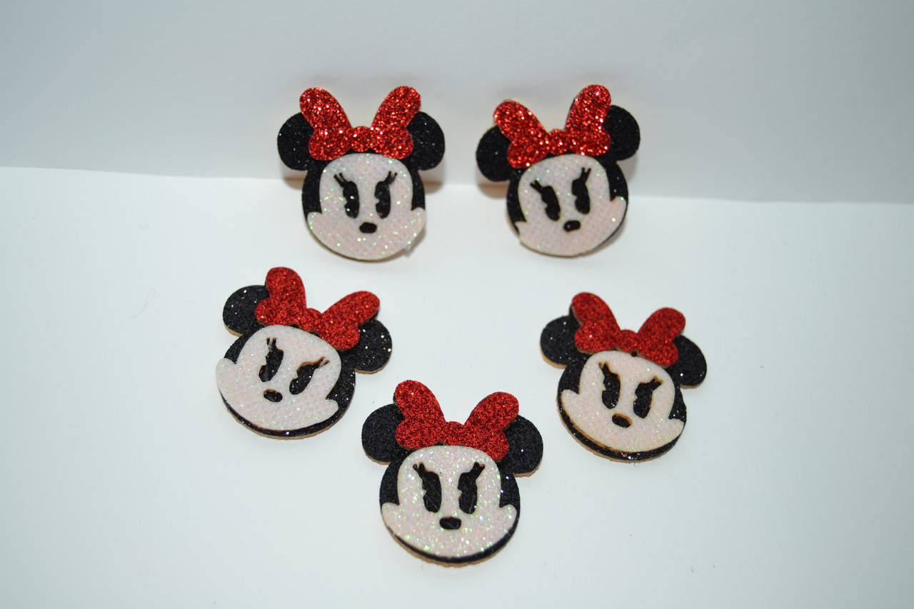 

Аплікація Мінні Маус на фетр основі, 3,7см, колір банта- червоний