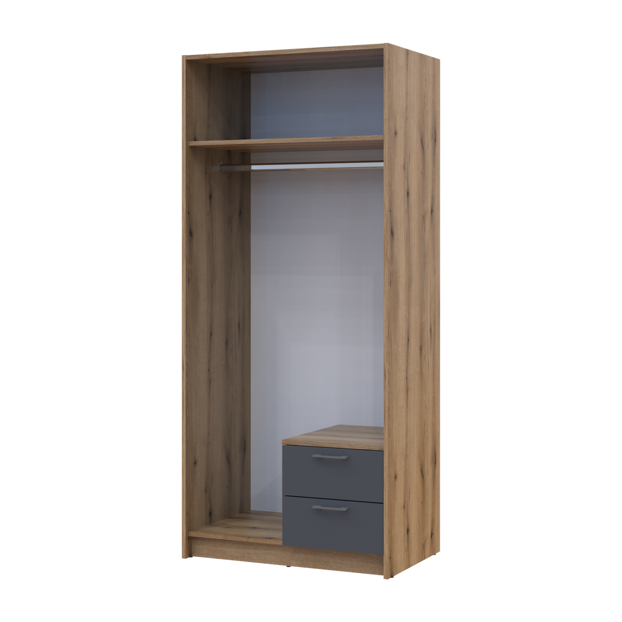 Розпашна Шафа для одягу Doros Ронді з дзеркалом Дуб Артізан/Графіт 2ДСП 82х52х195 (80737806) 3