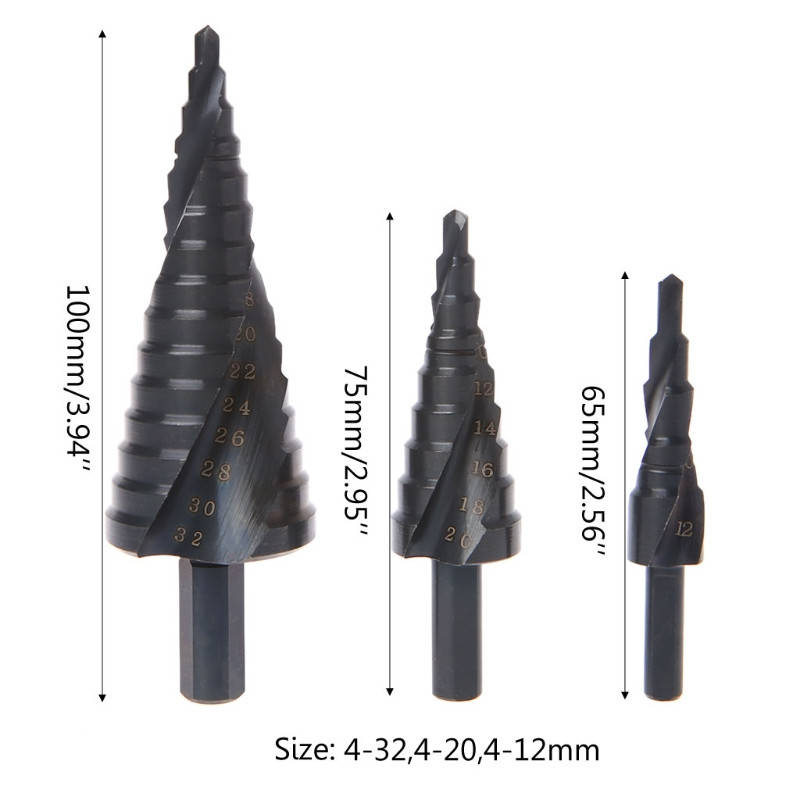 

Сверло ступенчатое по металлу конусное набор 3 штуки 12мм-20мм-32мм