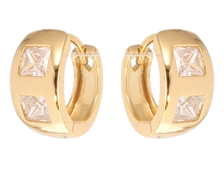 

Серьги Xuping Позолота 18K колечки "Квадратные вставки циркония"
