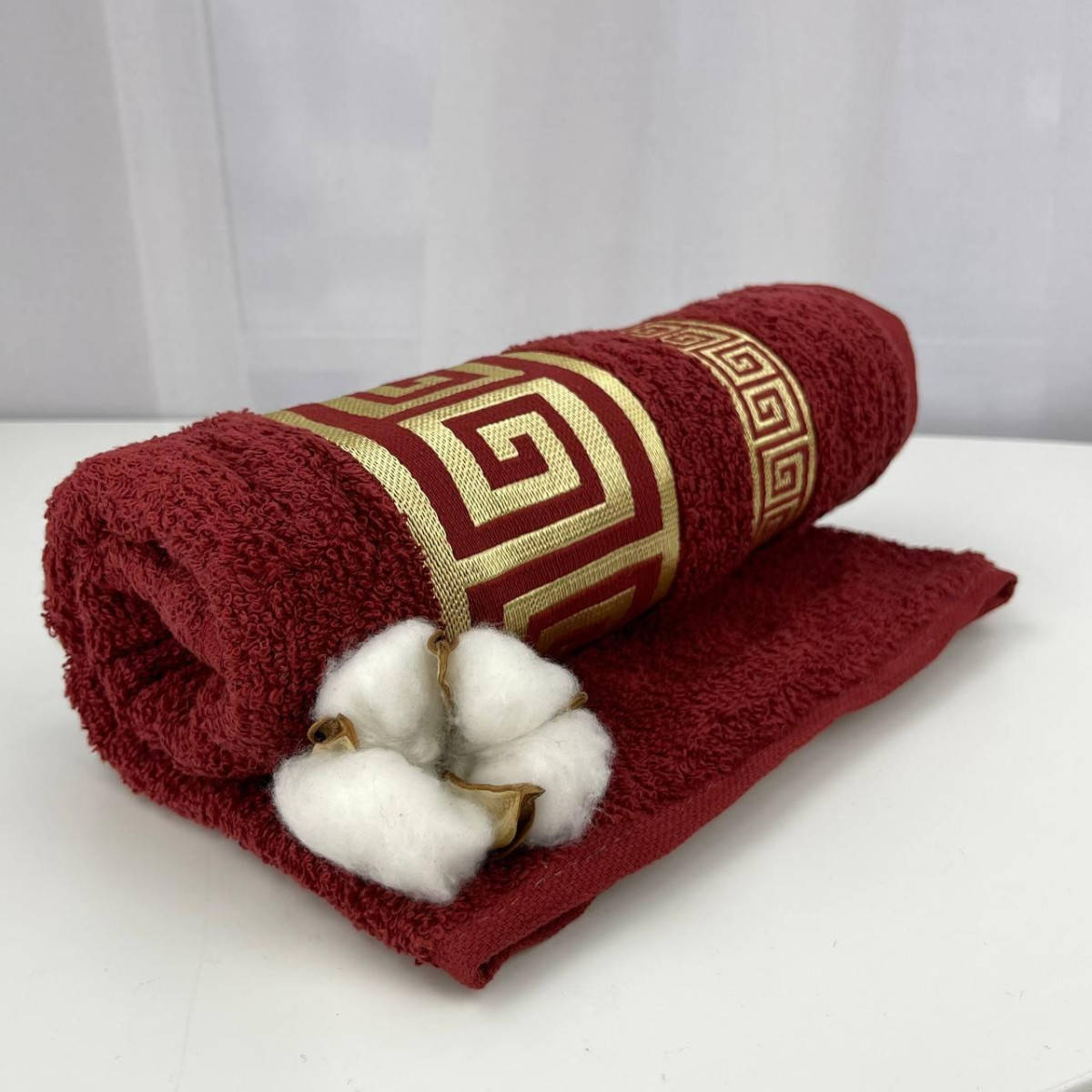 

Полотенце для лица махровое Febo Vip Cotton Grek Турция 6389 бордовое 50х90 см, Бордовый