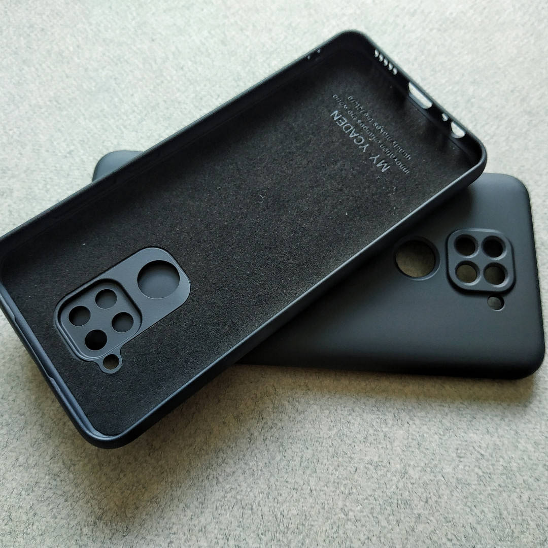 

Чехол силиконовый матовый с микрофиброй для Xiaomi Redmi Note 9 черный