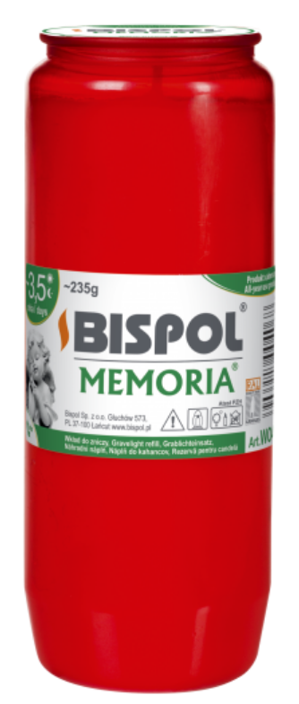 

Свеча масляная вкладыш для лампад 3.5 дня горения Bispol Memoria Польша, Белый