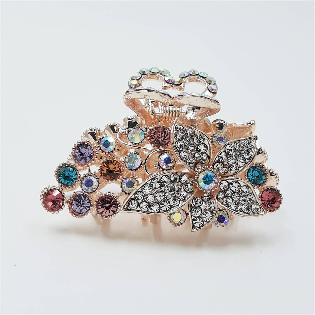 

Заколка Краб для волос металлический, со стразами., Золотистый