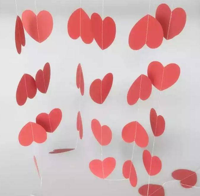 

Гирлянда бумажная "Сердца" 4м красная