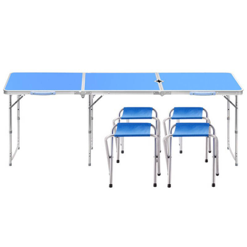 

Стол складной Lanyu L-3-U Blue с 4 стульями и отверстием для зонта туристический для пикника, Синий