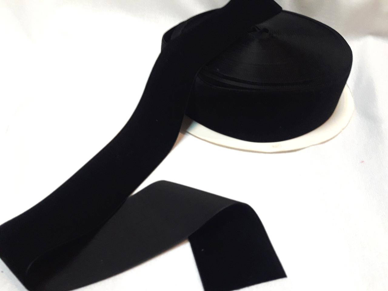 

Стрічка оксамитова Лента бархатная (бархатка) 5см, чорна, Черный