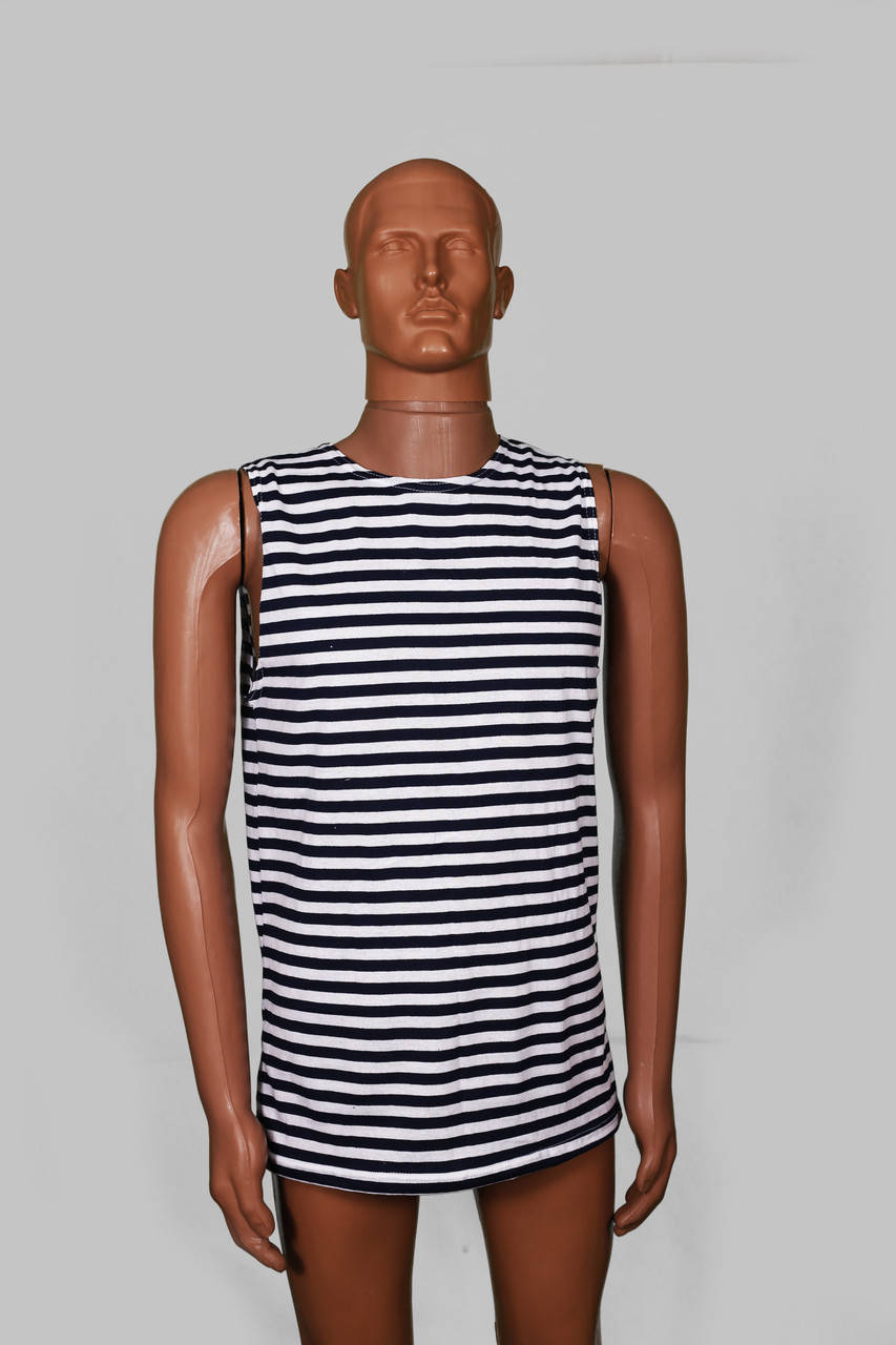 

Майка-тельняшка черная полоска (баталы)