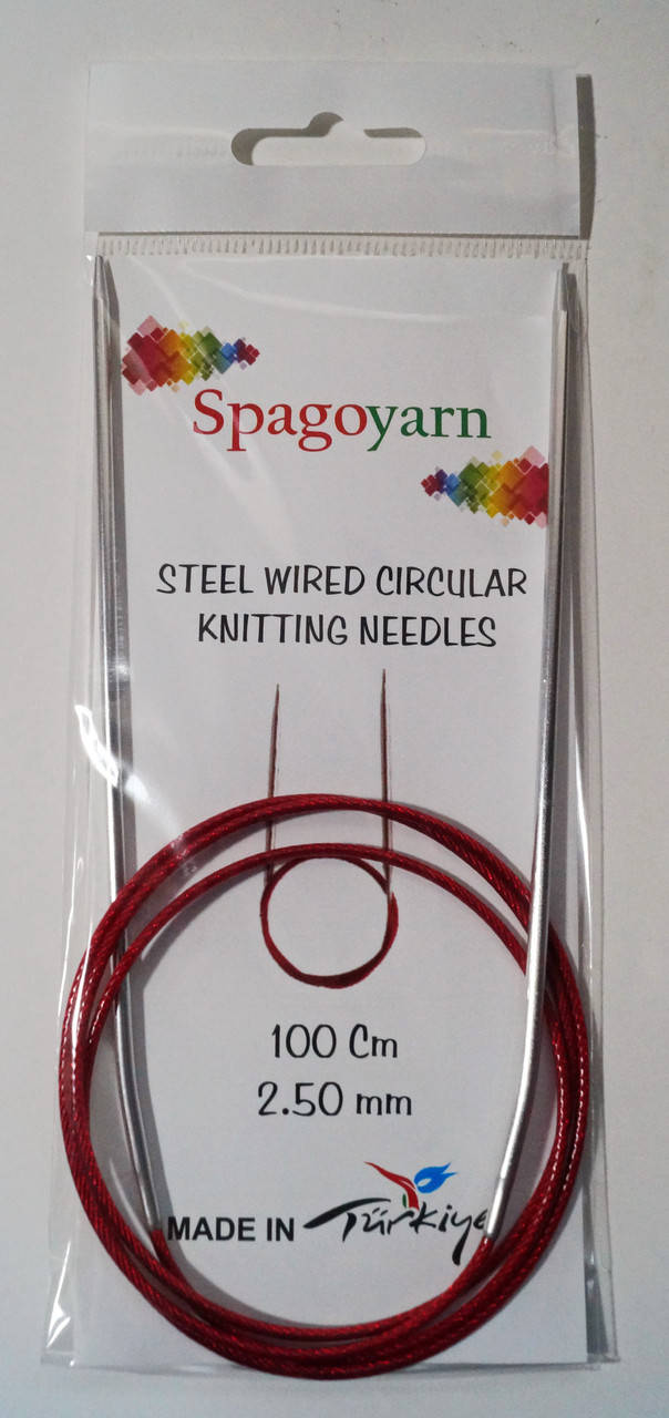 

Спицы № 2,5 для вязания круговые на тросике Spargoyarn (Турция) 100 см, Серый
