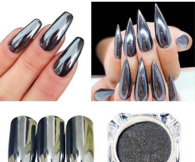 

Зеркальная втирка для дизайна ногтей (черная), Черный