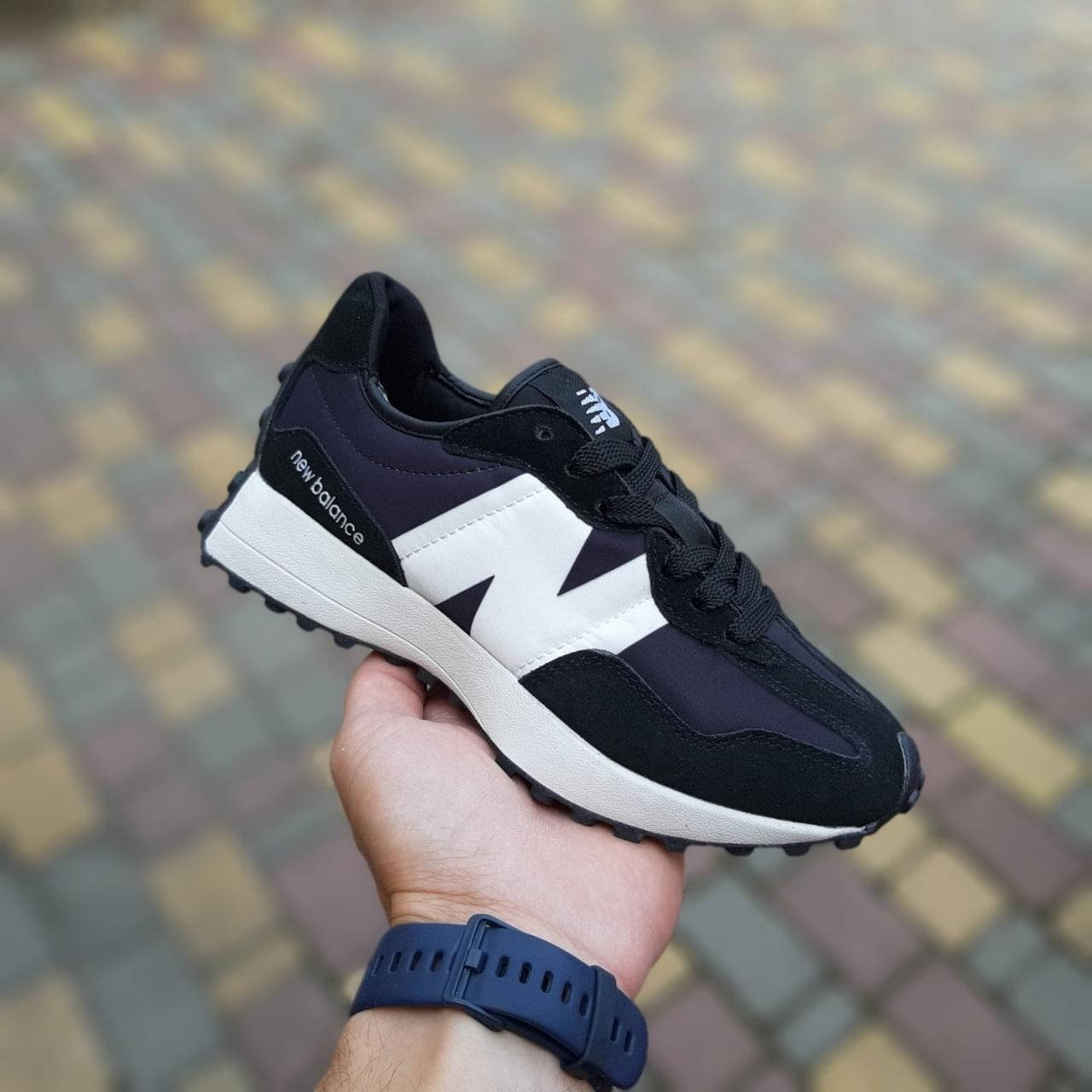 

Мужские летние кроссовки New Balance 327 черные с белым замшевые кроссовки нюбеланс отличного качества, Черный