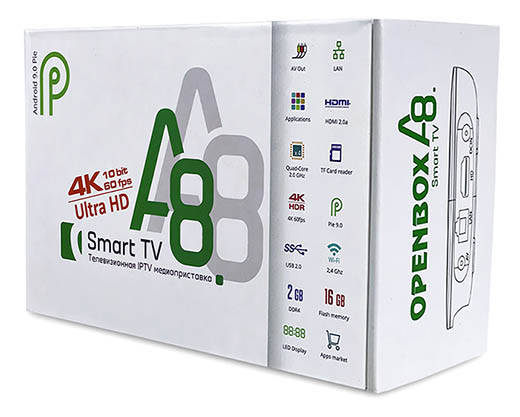 

IPTV UHD Смарт приставка OPENBOX A8 2GB/16GB Android 9.0