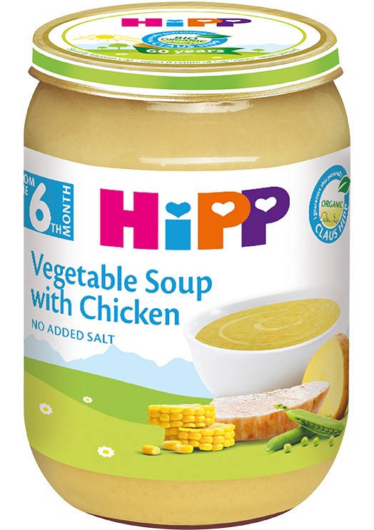 

HiPP Пюре Овощной суп с цыпленком 6м+ (190 г) 7973