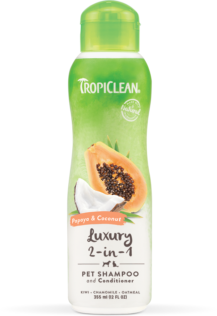

Шампунь-кондиционер TropiClean "Папайя и кокос", увлажняющий, для собак и кошек, 355 мл
