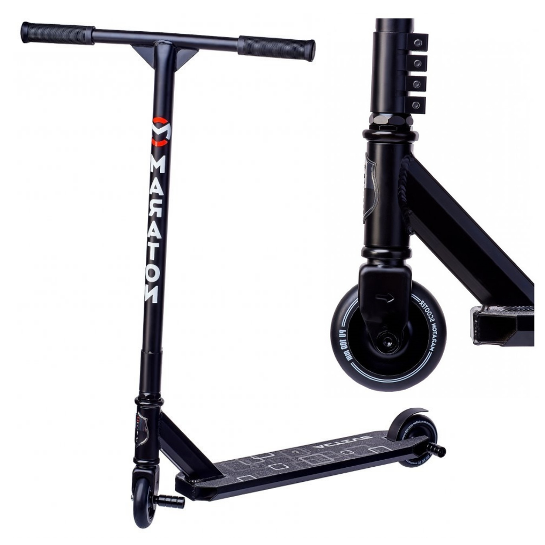

Детский самокат трюковой Maraton Active с пегами Детский трюковый самокат двухколесный Маратон Черный