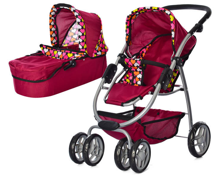 

Коляска для куклы 9662 Melogo бордовая h=82 cm, 2 в 1, классика, Малиновый