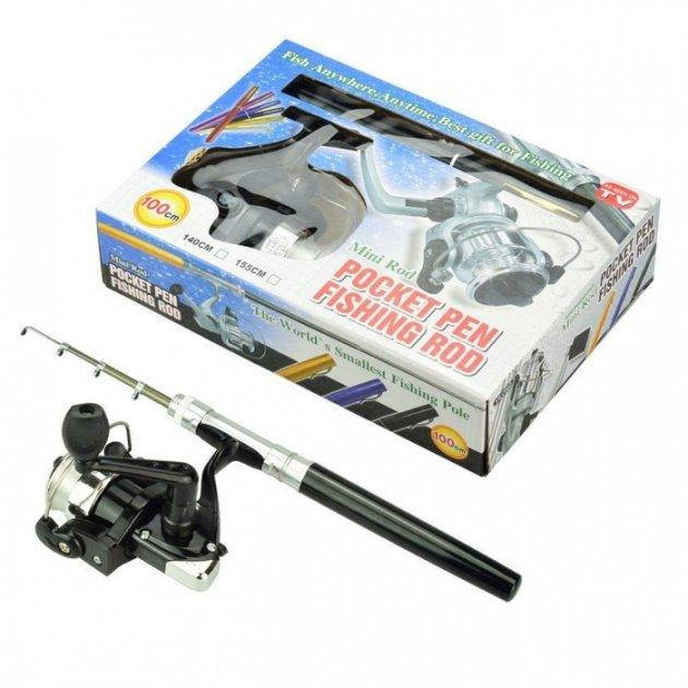 

Карманная складная мини ручка удочка в боксе Pocket Pen Fishing Rod + Катушка, Черный