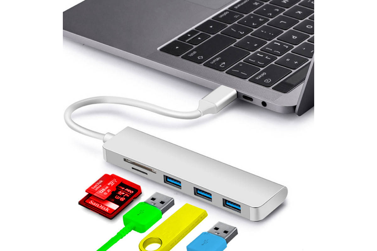 

USB-хаб для MacBook на 3 USB 3.0 и Card Reader адаптер Usb hub для USB-C to USB и Card Reader на компьютер