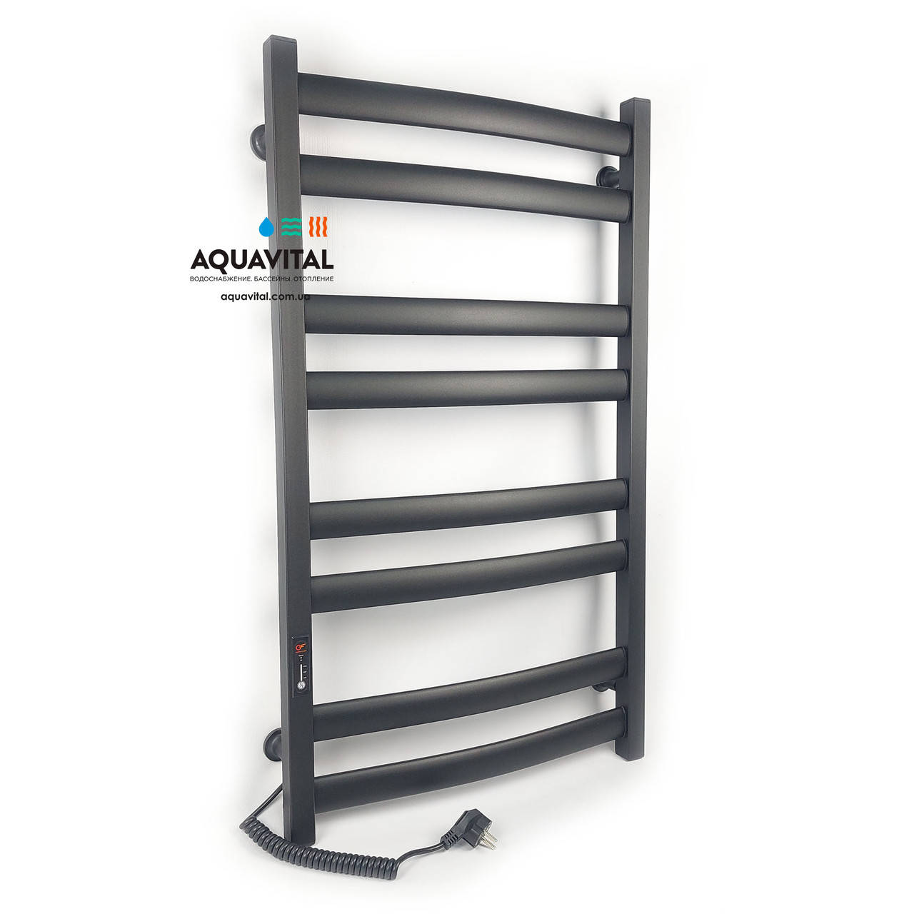 

Полотенцесушитель Flyme Black EF 900 L с терморегулятором и таймером (левое подключение), Черный