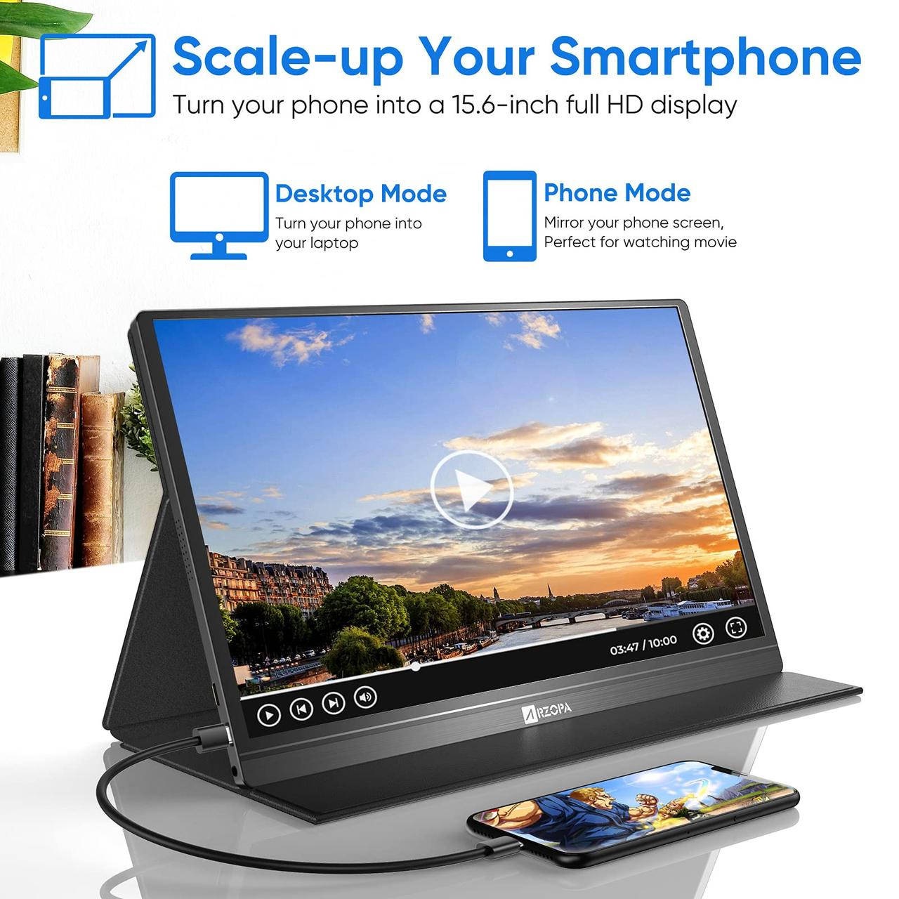 

Портативный монитор ARZOPA Full HD 15,6-дюймовый