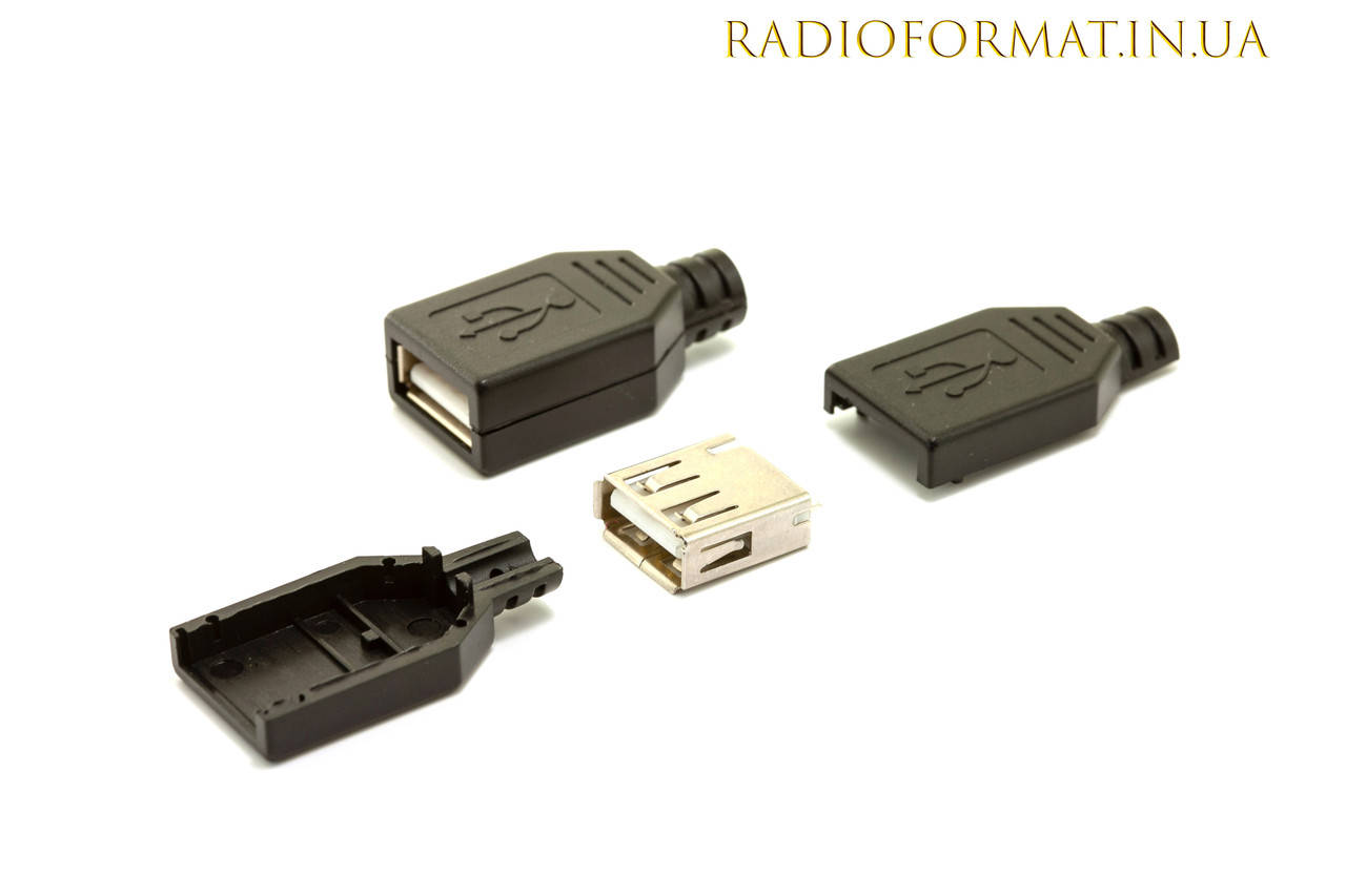 

Гнездо USB 5 pin в корпусе с кабельным вводом, ЧЕРНЫЙ цвет