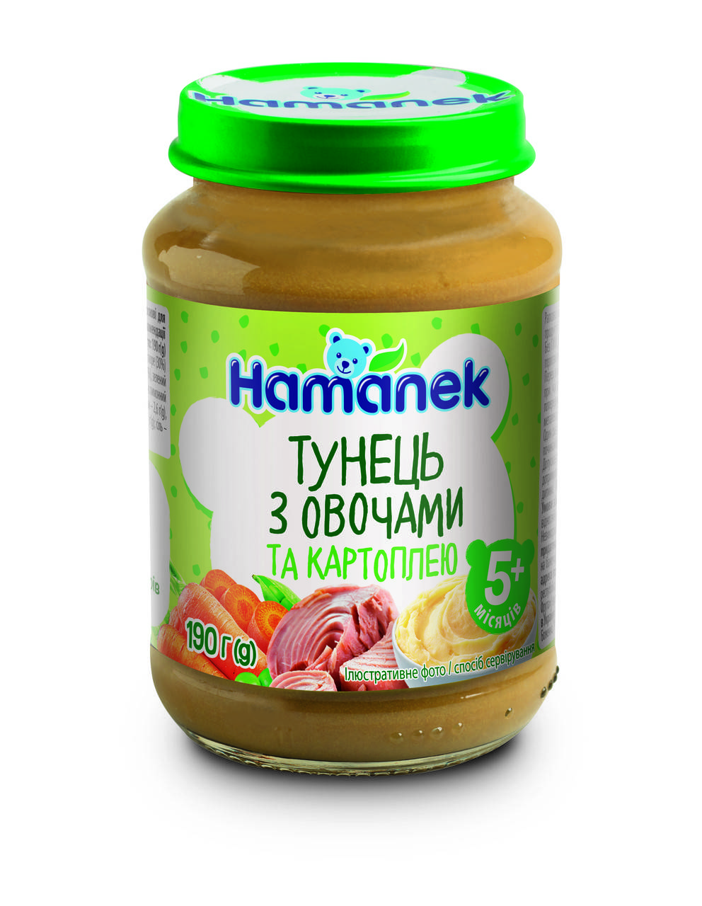 

Пюре мясорастительное тунец с овощами и картошкой Hamanek, 190г