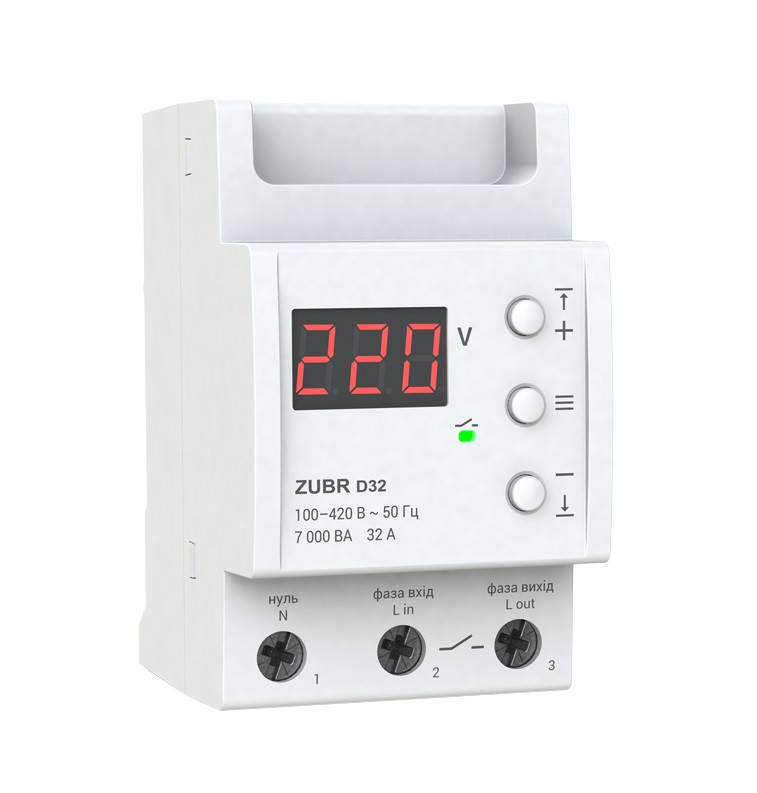 

Реле напряжения ZUBR D32 (32А, 7000ВА)