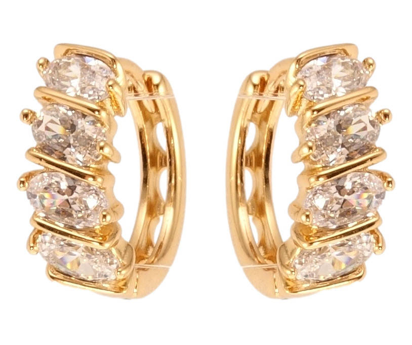 

Серьги Xuping Позолота 18K колечки "Дорожки кристаллов"