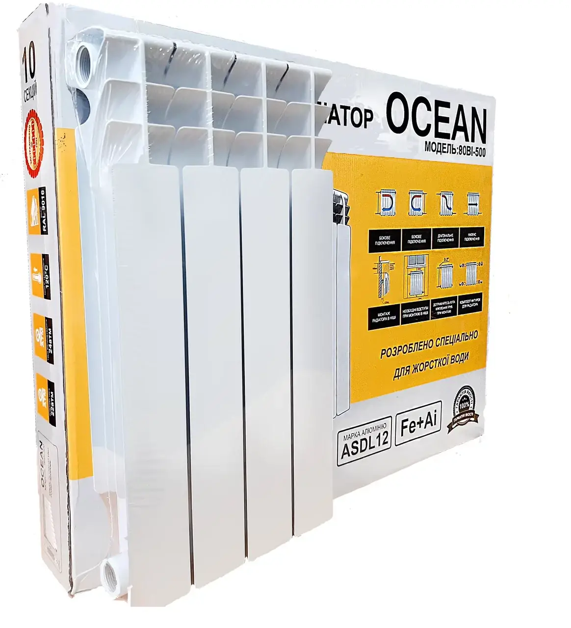 

Радиатор биметаллический OCEAN 570*80 AL+ST, Белый
