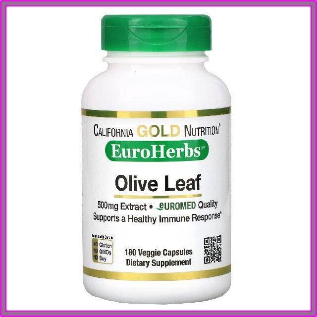 

Экстракт листьев оливы (оливкового дерева) 500 мг California Gold NutritionEuroHerbs для иммунитета 180 капсул