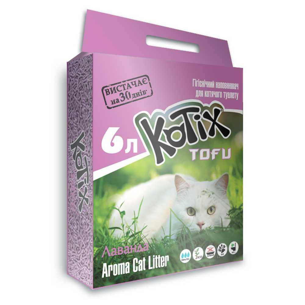

Kotix Tofu Lavender Котикс тоффу - соевый наполнитель для кошачьего туалета, с ароматом лаванды - 6 литров