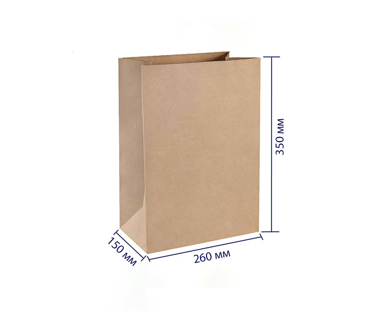

Бумажный Саше Пакет Крафт Бурый с дном 260х150х350 мм 1уп/50шт