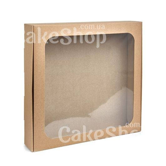 

Коробка для макаронс, эклер, зефира с окошком Крафт, 20х20х5 см